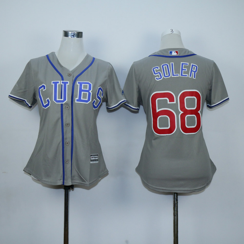 Women Chicago Cubs #68 Soler Grey MLB Jerseys